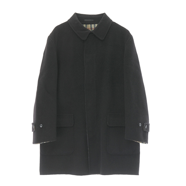 [BURBERRY LONDON]맨 버버리 울 혼방 블랙 모직 핸드메이드 코트(가슴단면 60cm)