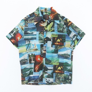맨 폴리 패턴 하와이안 셔츠(가슴단면 56cm)